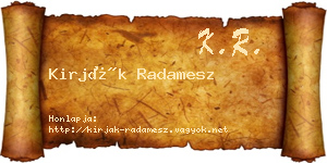 Kirják Radamesz névjegykártya